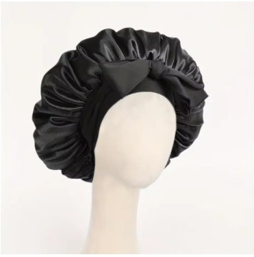 Adjustable Satin Sleep Bonnet - Silk Hair Bonnet with Tie Band