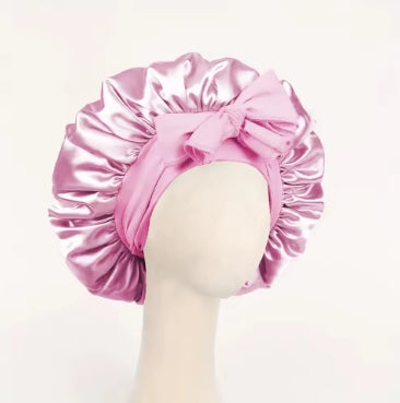 Adjustable Satin Sleep Bonnet - Silk Hair Bonnet with Tie Band