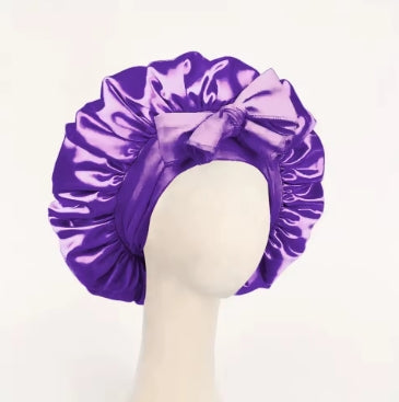 Adjustable Satin Sleep Bonnet - Silk Hair Bonnet with Tie Band