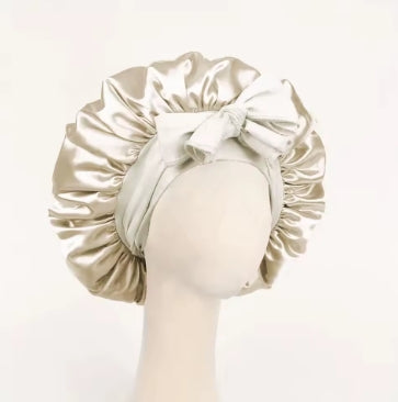 Adjustable Satin Sleep Bonnet - Silk Hair Bonnet with Tie Band
