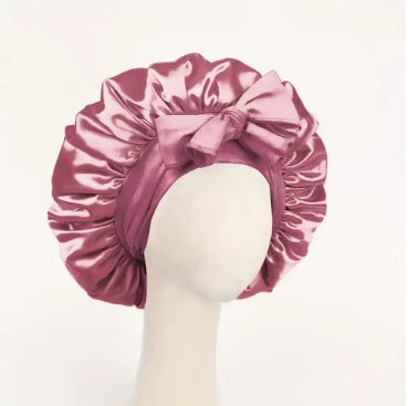 Adjustable Satin Sleep Bonnet - Silk Hair Bonnet with Tie Band