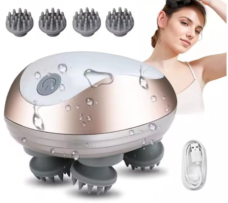 Electric Scalp Massager - Rechargeable Head Spa with Vibration & Kneading
