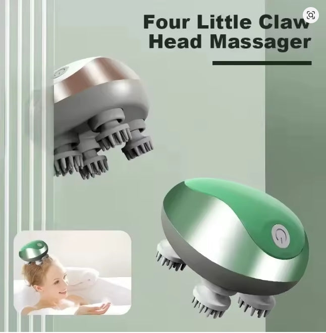Electric Scalp Massager - Rechargeable Head Spa with Vibration & Kneading