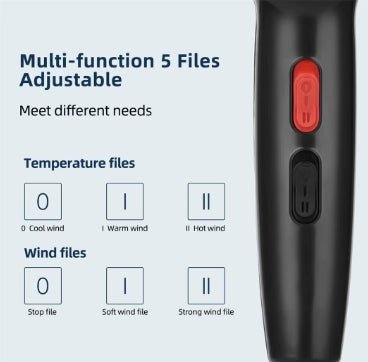 Professional Ionic Hair Dryer 1600W - Salon-Grade Blow Dryer with Diffuser & Concentrator (EU Plug)