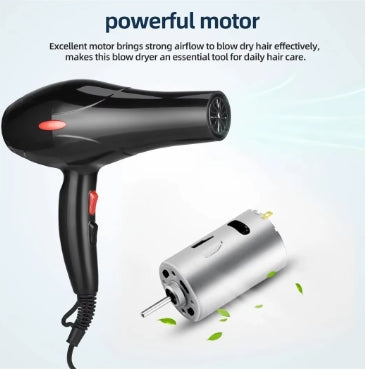 Professional Ionic Hair Dryer 1600W - Salon-Grade Blow Dryer with Diffuser & Concentrator (EU Plug)