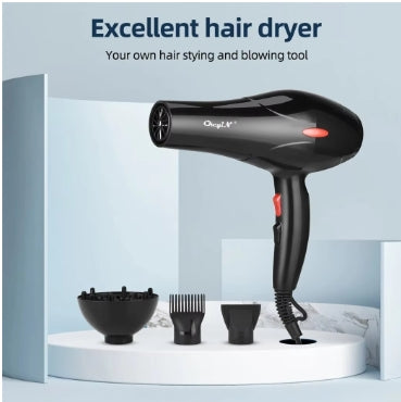 Professional Ionic Hair Dryer 1600W - Salon-Grade Blow Dryer with Diffuser & Concentrator (EU Plug)