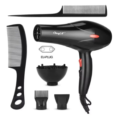 Professional Ionic Hair Dryer 1600W - Salon-Grade Blow Dryer with Diffuser & Concentrator (EU Plug)