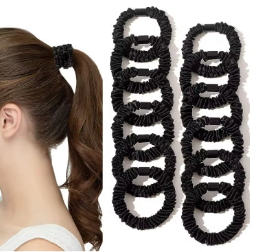 Mini Satin Scrunchies 5-Pack - Skinny Silk Hair Ties for Thin Hair & Ponytails