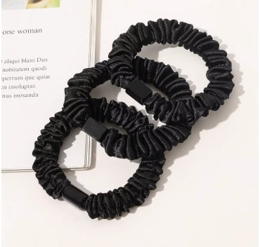 Mini Satin Scrunchies 5-Pack - Skinny Silk Hair Ties for Thin Hair & Ponytails